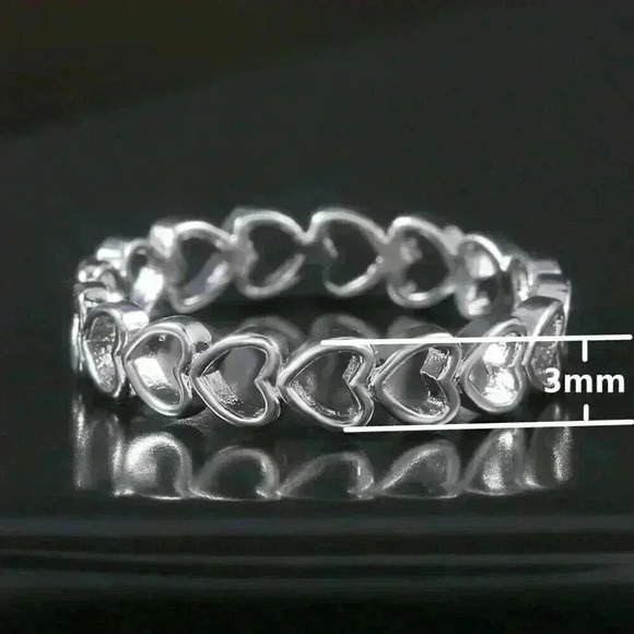 New 925 Silver Hollow Heart Band - Picture 5 of 7